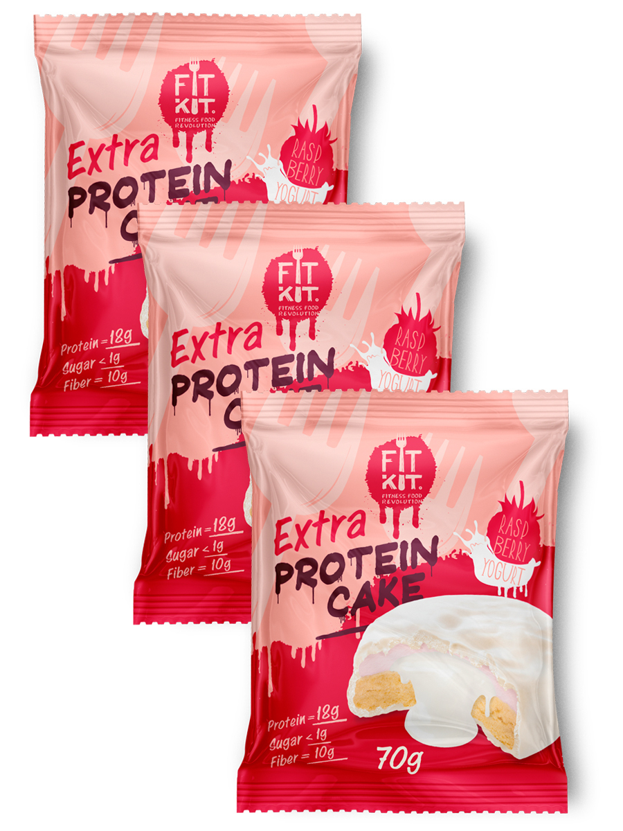 Fit Kit EXTRA Protein Cake 70 гр вкус малина-йогурт
