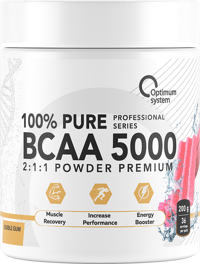 Optimum System BCAA 5000 Powder 200 грамм вкус жвачка