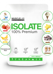 Фото MuscleLab Isolate 100% Premium (1000 гр) вкус клубника,шоколад, пломбир, банан