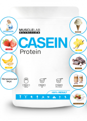 Фото MuscleLab Nutrition Casein Protein (1000 гр) вкус банан, натуральный, сливки