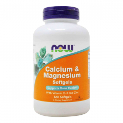 Фото  NOW - Calcium & Magnesium & D3 and Zinc / 120 гелевых капсул