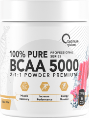 Фото Optimum System BCAA 5000 Powder 200 грамм вкус жвачка