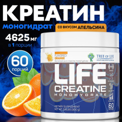 Фото Life Creatine Monohydrate 60 порций, 300 гр. вкус апельсин, яблоко