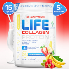 Фото Life Collagen Protein 454 гр вкус клубника-банан