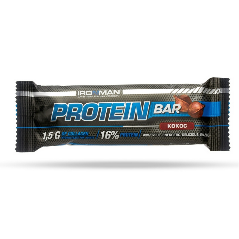 Ironman Protein Bar 50 гр с коллагеном, вкус кокос