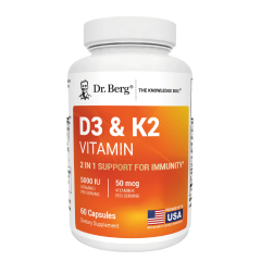 Фото Dr. Berg Nutritionals Витамины D3 + K2 (5,000 МЕ) 60 капсул