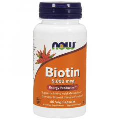 Фото  NOW - Biotin / 5,000 mcg / 60 капсул