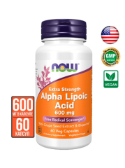 Фото Альфа липоевая кислота 600 мг 60 капсул Alpha Lipoic Acid NOW Foods