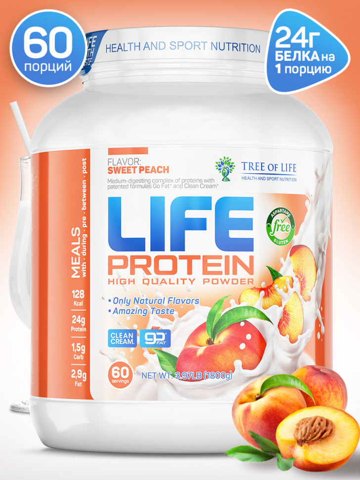 Tree of Life LIFE PROTEIN 1800 гр вкус персик