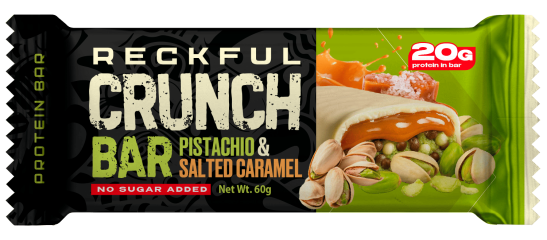 Фото Reckful ® Батончик протеиновый - CRUNCH BAR 20г белка, вкус фисташка соленая карамель