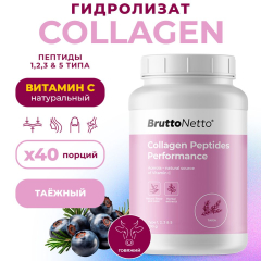 Фото Коллаген говяжий гидролизованный BruttoNetto, Collagen Peptides Performance, 200 г, 40 порций