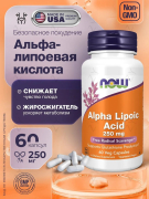 Now ALA Alpha Lipoic Acid 250 mg 60 капсул