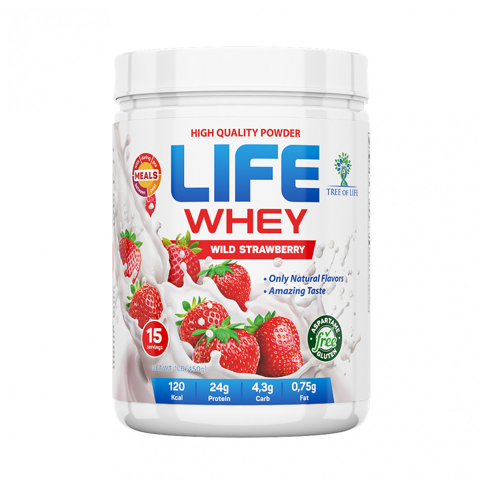 Протеин Life Whey  454 гр вкус клубника